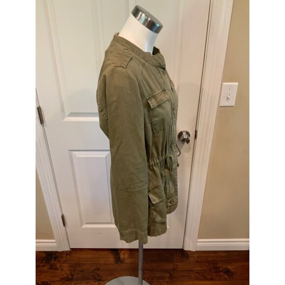 Per Se Army Green Chino Military Zip-Up Cotton Jacket, Size Small - Picture 2 of 5